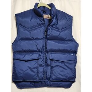Vintage 70's Ski Daddle Mens Blue Puffer Vest Large Western Chevron Insulated